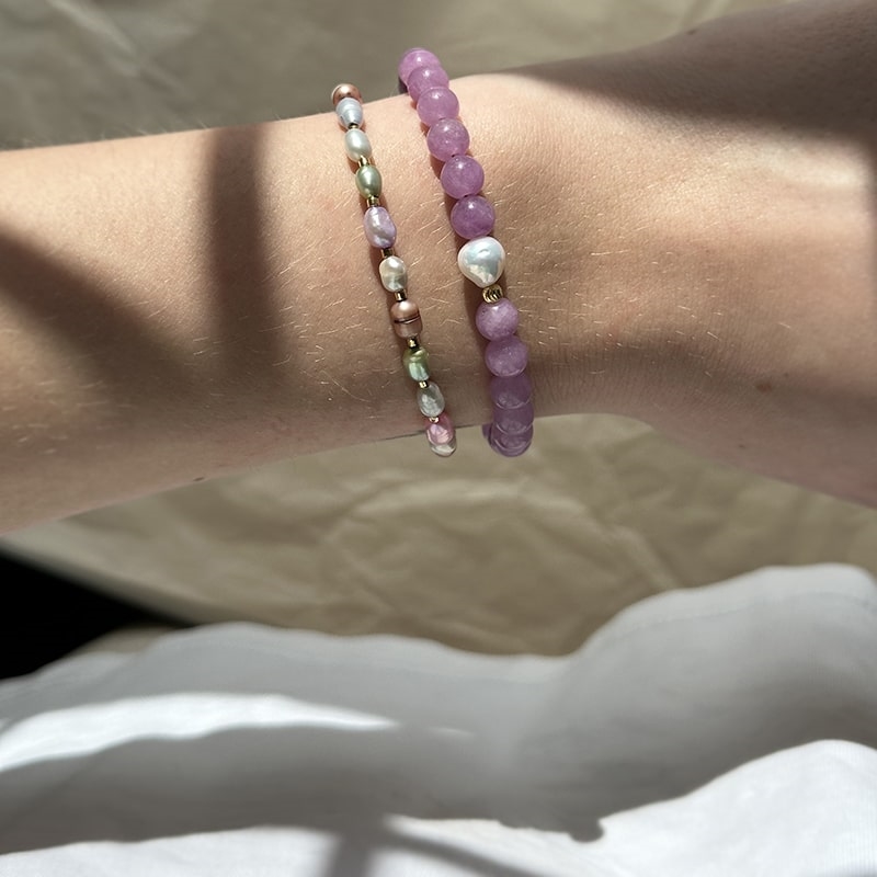 Nuni - Maddison armbånd i forgyldt sølv med perler